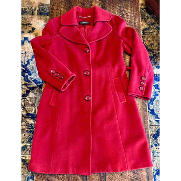 Ellen Tracy Long Button Down Belted Peacoat Trenchcoat Wool/Angora blend Size 12 - Picture 3 of 15